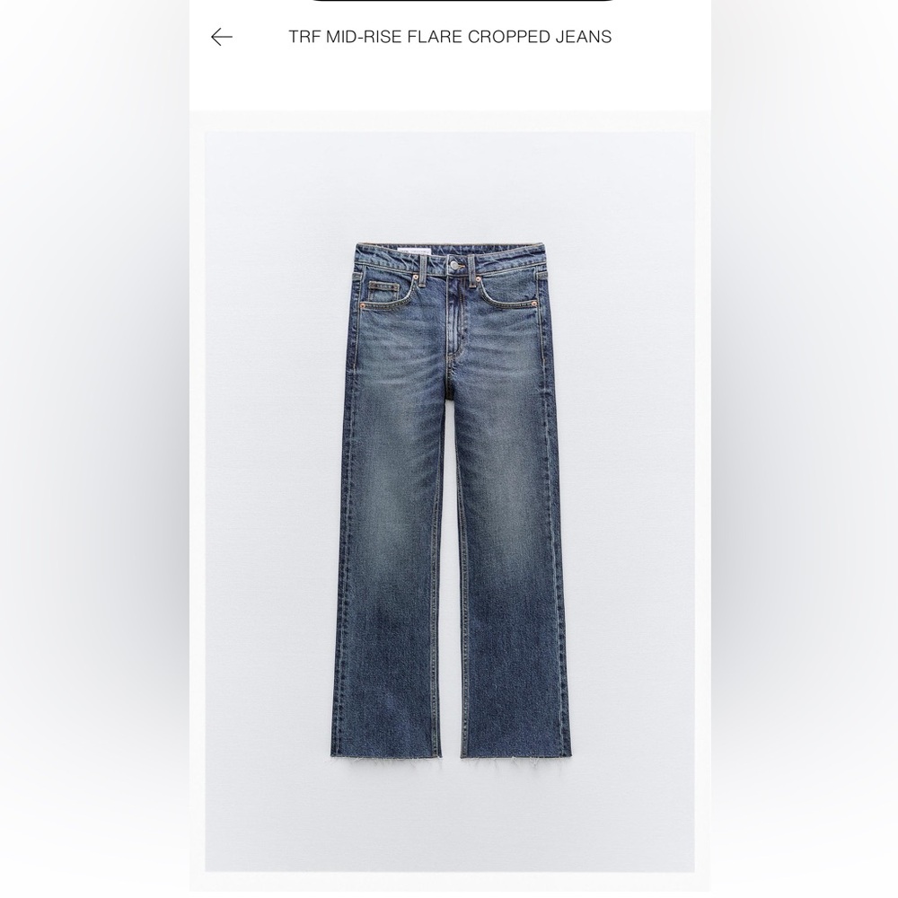 NWOT Zara TRF Mid-Rise Flare Cropped Jeans
